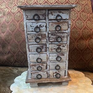 Vintage table top Apothecary/ Spice Chest Shabby Chic Distressed